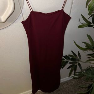 M MAROON BODY CON MIDI DRESS